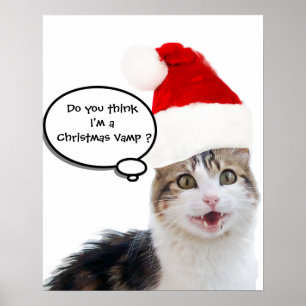 KERSTMIS KAT MET SANTA CLAUS HOED POSTER