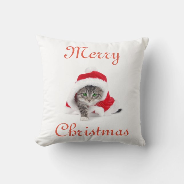 Kerstmis Kat Pillow Kussen (Voorkant)