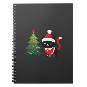 Kerstmis Kat Santa Boom Vector Notitieboek