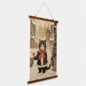 Kerstmis Kat, Sneeuwdag Hangend Wandkleed (Gebogen)