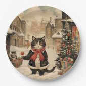 Kerstmis Kat, Sneeuwdag Papieren Bordje (Voorkant)