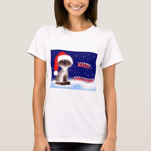 Kerstmis Kat T-Shirt voor vrouwen (Voorkant)