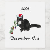 Kerstmis Kat Wijn Etiketten (Enkel label)