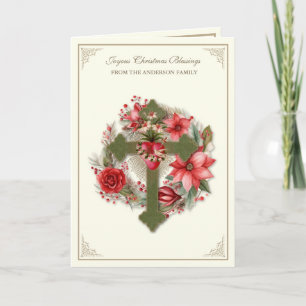 Kerstmis Katholieke Maagd Maria Hart Poinsettia's Feestdagen Kaart
