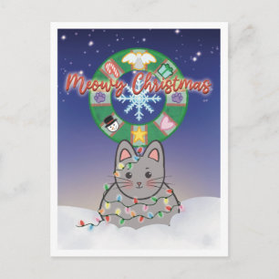 Kerstmis Kattenkaart met Kerstversiering Feestdagenkaart