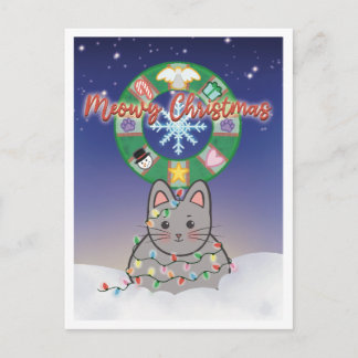 Kerstmis Kattenkaart met Kerstversiering Feestdagenkaart