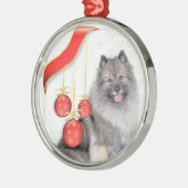 Kerstmis Keeshond Metalen Ornament (Links)