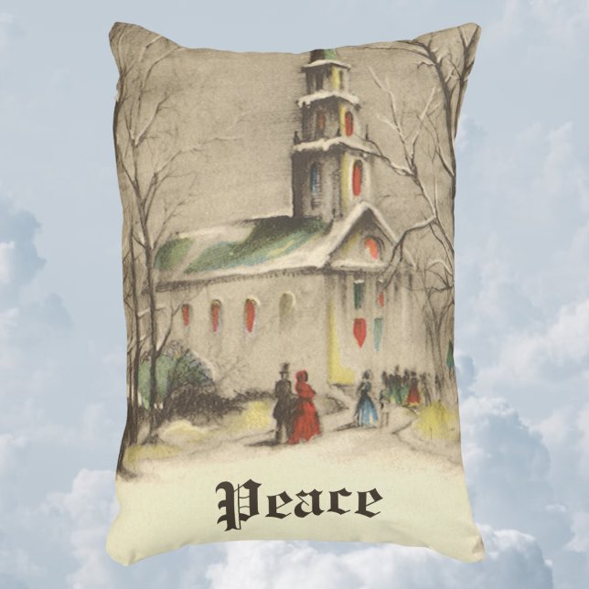 Kerstmis, kerk in winterslaap accent kussen (Creator heeft geüpload)