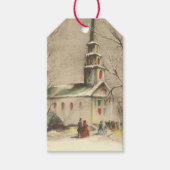 Kerstmis, kerk in winterslaap cadeaulabel (Voorkant)