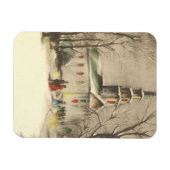 Kerstmis, kerk in winterslaap magneet (Horizontaal)