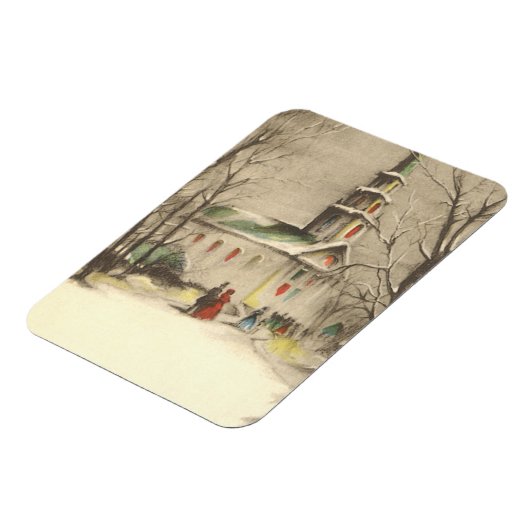 Kerstmis, kerk in winterslaap magneet (Linkerzijde)