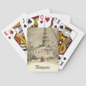 Kerstmis, kerk in winterslaap pokerkaarten (Achterkant)