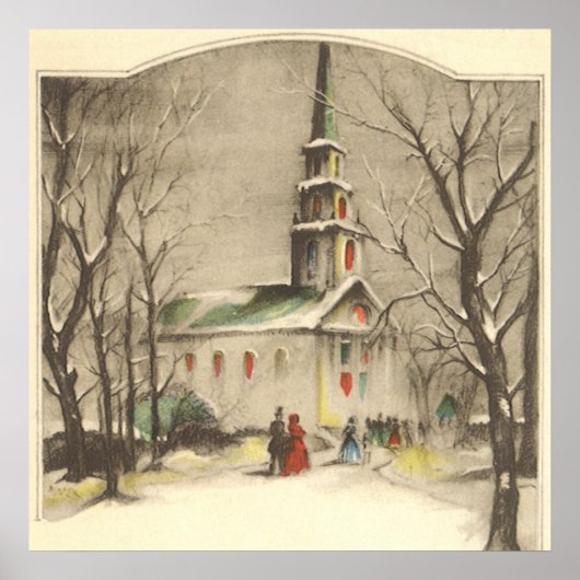 Kerstmis, kerk in winterslaap poster (Voorkant)