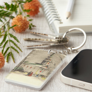 Kerstmis, kerk in winterslaap sleutelhanger