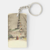 Kerstmis, kerk in winterslaap sleutelhanger (achterkant)