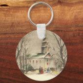 Kerstmis, kerk in winterslaap sleutelhanger (Voorkant)