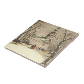 Kerstmis, kerk in winterslaap tegeltje (Zijkant)