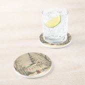 Kerstmis, kerk in winterslaap zandsteen onderzetter (Zijkant)