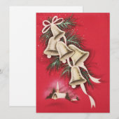 Kerstmis Kerkklok Vintage Feestdagenkaart (Voorkant / Achterkant)