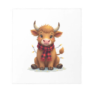 Kerstmis Kerst Hoogland Koe met Buffalo Plaid Notitieblok