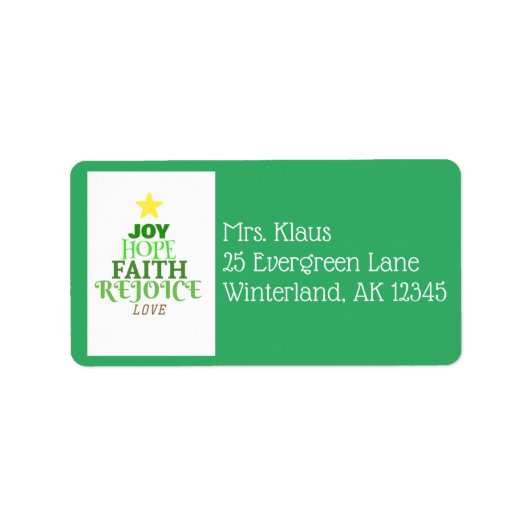 Kerstmis: kerstboom etiket (Voorkant)