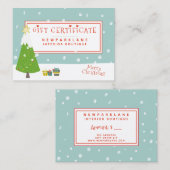 Kerstmis - kerstcadeaubon visitekaartje (Voorkant / Achterkant)