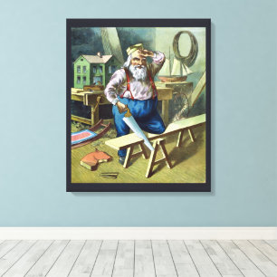 Kerstmis, kerstcadeautjes voor het bouwen van kers canvas afdruk