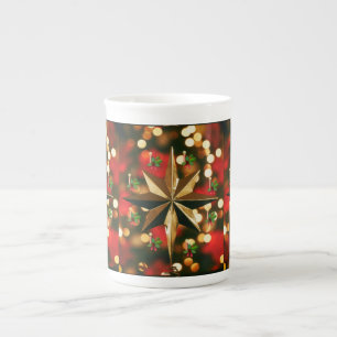 Kerstmis, kerstkaarsen, vrolijk kerstfeest porselein kop