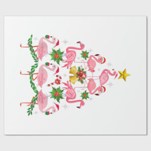 Kerstmis - kerstkerstboom met Cute Flamingo Cadeaupapier