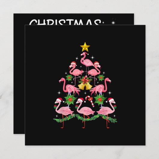 Kerstmis - kerstkerstboom met Cute Flamingo Kaart (Voorkant / Achterkant)