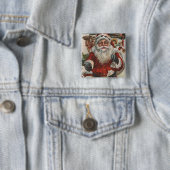 Kerstmis, kerstkerstkerstkerstkerstkerstman met De Vierkante Button 5,1 Cm (In situ)