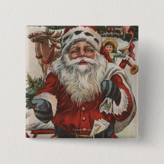Kerstmis, kerstkerstkerstkerstkerstkerstman met De Vierkante Button 5,1 Cm (Voorkant)