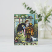 Kerstmis, kerstkerstmannetjes met speelgoed feestdagenkaart (Staand voorkant)