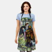 Kerstmis, kerstkerstmannetjes met speelgoed schort (Gedragen)