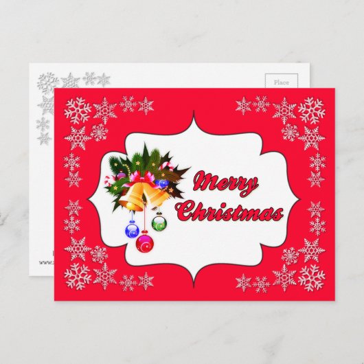 Kerstmis Kerstklokken Rode Vakantie Ansichtkaart Feestdagenkaart (Voorkant / Achterkant)