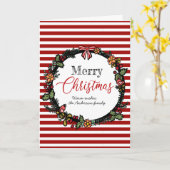 Kerstmis Kerstkrans met Rode Strepen  Kaart (Gele Bloem)