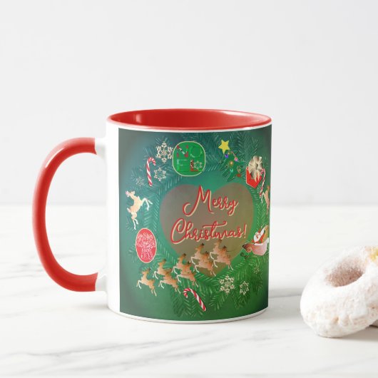 Kerstmis Kerstkrans Mok (Met donut)