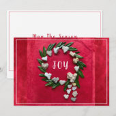 Kerstmis Kerstkrans Rood/Wit Plat Kerstkaart (Voorkant / Achterkant)
