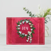 Kerstmis Kerstkrans Rood/Wit Plat Kerstkaart (Staand voorkant)