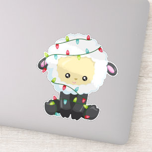 Kerstmis, kerstlampjes, juffelschapen sticker