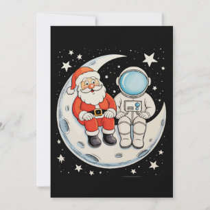 Kerstmis Kerstman Astronaut Maan Ruimte Kerst Vaka Feestdagenkaart