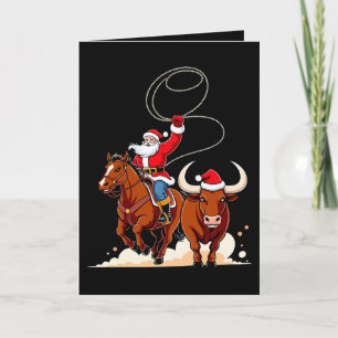 Kerstmis Kerstman Cowboy Lasso Stierrijden Rodeo Kaart