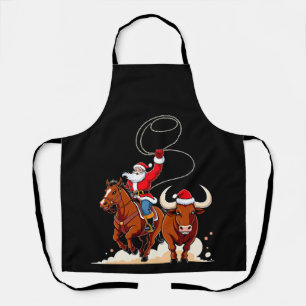 Kerstmis Kerstman Cowboy Lasso Stierrijden Rodeo Schort