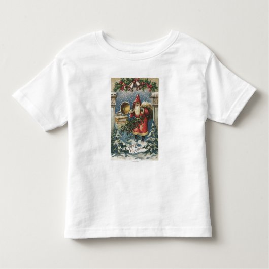 Kerstmis, kerstman en recordspeler kinder shirts (Voorkant)