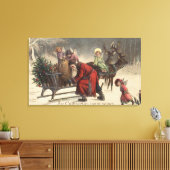 Kerstmis, Kerstman en slee Canvas Afdruk (Insitu (Woonkamer))