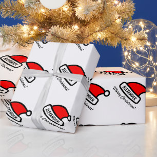 Kerstmis Kerstman hoed hoogglans aangepast Cadeaupapier