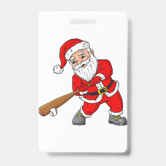 Kerstmis Kerstman Honkbal Pitcher Jongens Kids T Badge