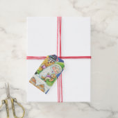 Kerstmis, kerstman in Chimney met speelgoed Cadeaulabel (Met Touw)