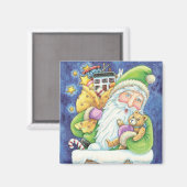 Kerstmis, kerstman in Chimney met speelgoed Magneet (Voorkant / Achterkant)