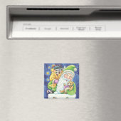 Kerstmis, kerstman in Chimney met speelgoed Magneet (Insitu (Vaatwasser))